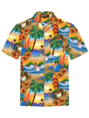 Foto van product Hawaiihemdshop.de Overhemd 'Hawaiihemd Surfer' Paradise' oranje