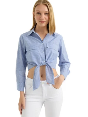 Foto van product HOME STORE Blouse blauw denim / wit