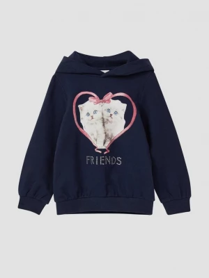Foto van product Hoodie met print op voorkant en edelstenen s.Oliver blauw