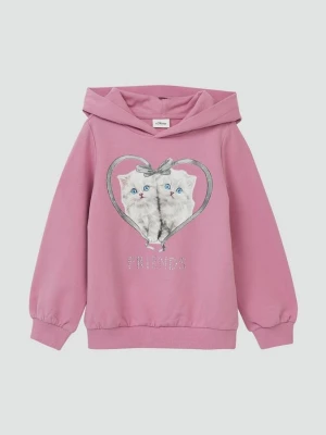 Foto van product Hoodie met print op voorkant en edelstenen s.Oliver roze
