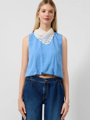 Foto van product Hooggesloten blouse met ballonzoom QS blauw