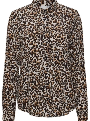 Foto van product ICHI Blouse 'Elima' beige / roestbruin / zwart