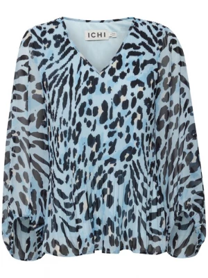 Foto van product ICHI Blouse lichtblauw / lichtgrijs / zwart