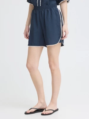 Foto van product ICHI Broek 'IHLeni' navy / wit