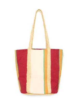 Foto van product ICHI Strandtas 'IAELISABETH' beige / turquoise / safraan / rood