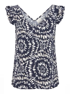 Foto van product ICHI Top 'IHAYA' lichtbeige / donkerblauw / wit