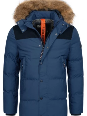 Foto van product INDICODE JEANS Winterparka 'Hexyl' kobaltblauw / lichtbruin / zwart
