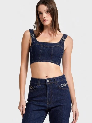 Foto van product IT' BASIC Top 'Cropped Denim Top' indigo IT'S BASIC