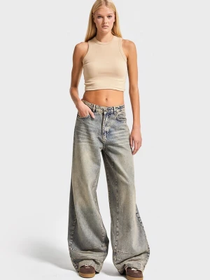 Foto van product IT'S BASIC Jeans 'Wide Mid Rise Jeans (Lenght 30)' blauw gemêleerd