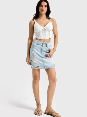 Foto van product IT'S BASIC Rok 'RIPPED MINI DENIM SKIRT' pastelblauw