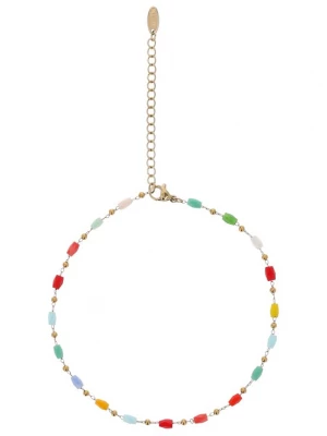 Foto van product IZIA Armband pastelblauw / geel / goud / lichtroze
