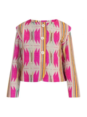 Foto van product IZIA Tussenjas mosterd / grijs / groen / pink
