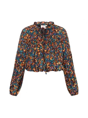 Foto van product IZIA Blouse donkergroen / lichtoranje / donkeroranje / zwart