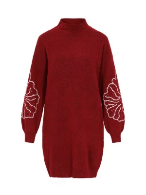 Foto van product IZIA Gebreide jurk donkerrood / wit