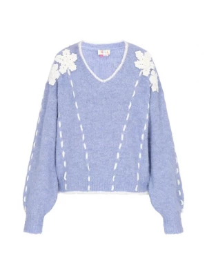 Foto van product IZIA Oversized trui lichtblauw / offwhite