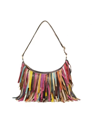 Foto van product IZIA Schoudertas marine / bruin / geel / pink