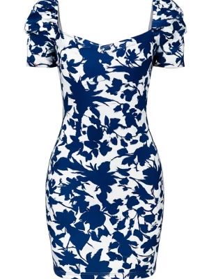 Foto van product JANE's Cocktailjurk blauw / wit