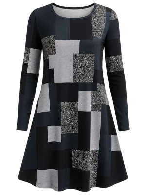 Foto van product JANE's Jurk navy / grijs / zwart / zwart gemêleerd