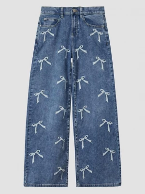 Foto van product Jeans met wijde pijpen en borduursel / normale pasvorm / halfhoog s.Oliver blauw