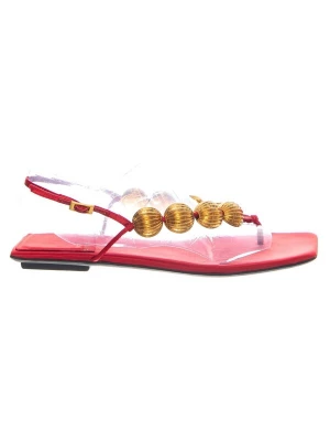 Foto van product Jeffrey Campbell Teenslipper 'YUCATAN RED SATIN GOLD' gemengde kleuren