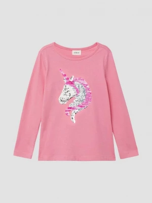 Foto van product Jersey shirt met lange mouwen en pailletten in een A-vorm s.Oliver roze