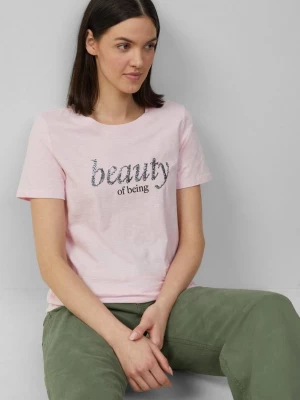 Foto van product Jersey T-shirt met tekstprint en pailletjes s.Oliver roze