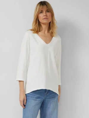 Foto van product Jersey T-shirt met vlamgarenstructuur en afgeronde zoom s.Oliver crème