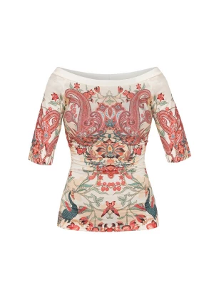 Foto van product JIORO Top 'PAISLEY RED' gemengde kleuren