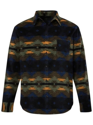 Foto van product JP1880 Overhemd navy / bruin gemêleerd / kiwi / mandarijn