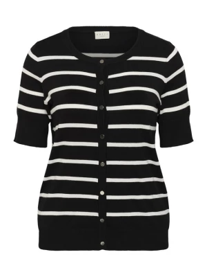 Foto van product KAFFE CURVE Gebreid vest 'Lizzy' zwart / offwhite