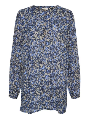 Foto van product Kaffe Tuniek 'Amber' blauw / citroengeel / grijs / zwart