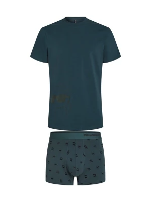 Foto van product Karl Lagerfeld Pyjama kort 'Ikon' cyaan blauw / zwart
