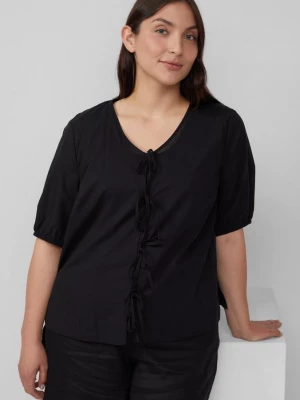 Foto van product Katoenen blouse met V-hals en pofmouwen s.Oliver zwart