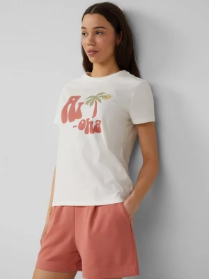 Foto van product Katoenen shirt met print op de voorkant QS crème