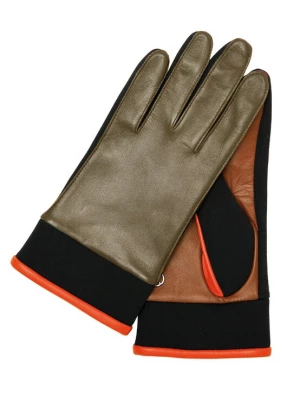Foto van product KESSLER Vingerhandschoenen 'Stella' cognac / kaki / oranje / zwart