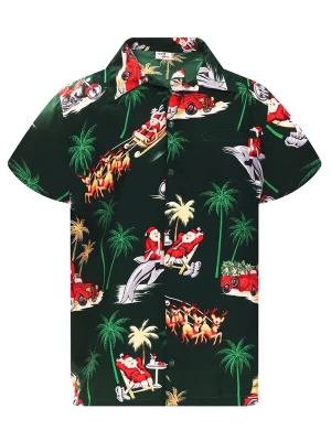 Foto van product King Kameha Overhemd 'Christmas Dolphin Santa' groen
