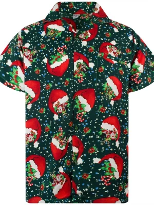 Foto van product King Kameha Overhemd 'Christmas Flying Hats' groen