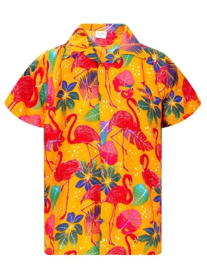 Foto van product King Kameha Shirt 'Funky Flamingos' geel