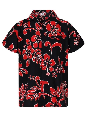 Foto van product King Kameha Shirt 'Hibiscus Black Line' rood