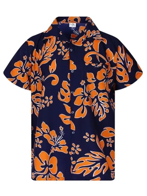 Foto van product King Kameha Shirt 'Hibiscus Blue Line' oranje