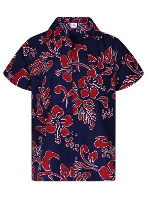 Foto van product King Kameha Shirt 'Hibiscus Blue Line' rood