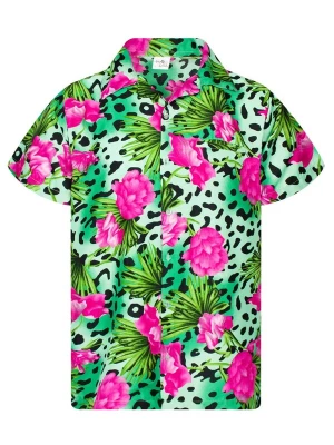 Foto van product King Kameha Shirt 'Leopard Flowers' groen