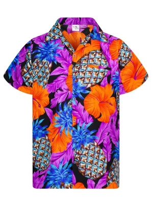 Foto van product King Kameha Shirt 'Pineapple Hibiscus Black Line' lila
