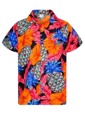 Foto van product King Kameha Shirt 'Pineapple Hibiscus Black Line' rood