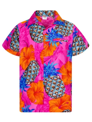 Foto van product King Kameha Shirt 'Pineapple Hibiscus Shadow Line' pink