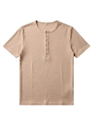 Foto van product Kleidermafia Shirt 'Slim Fit Button T-shirt - Cream' crème