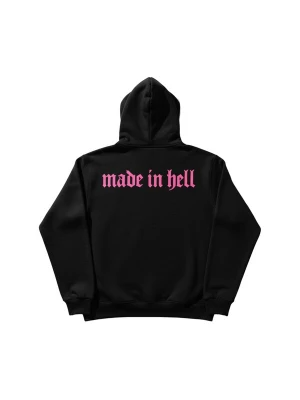 Foto van product Kleidermafia Sweatshirt 'Oversize Made in Hell Hoodie - Black and Lila' zwart