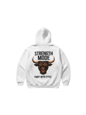 Foto van product Kleidermafia Sweatshirt 'Oversize Strength Mode Hoodie - White' wit