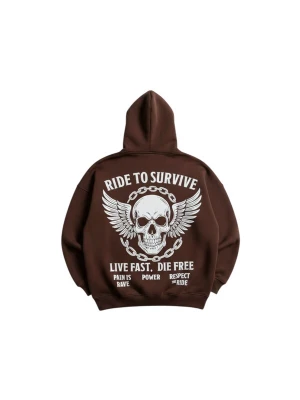 Foto van product Kleidermafia Sweatshirt 'Ride to Survive' bruin