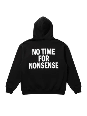 Foto van product Kleidermafia Trui 'Oversize “No Time for Nonsense” Hoodie - Black and White' zwart